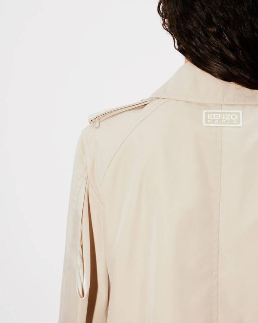KENZO Natural Button-Up Short Trench Coat