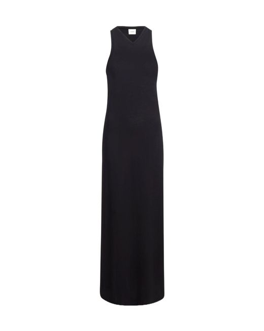 Khaite Black Vernetta V-Neck Sleeveless Maxi Dress