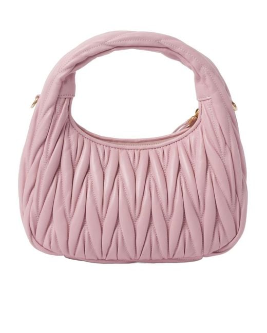 Miu Miu Pink Wander Matelassé Nappa Leather Hobo Bag