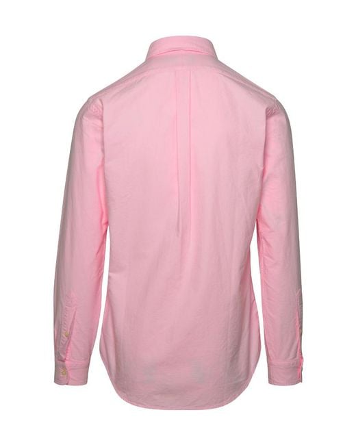 Polo Ralph Lauren Pink Logo Embroidered Buttoned Shirt for men