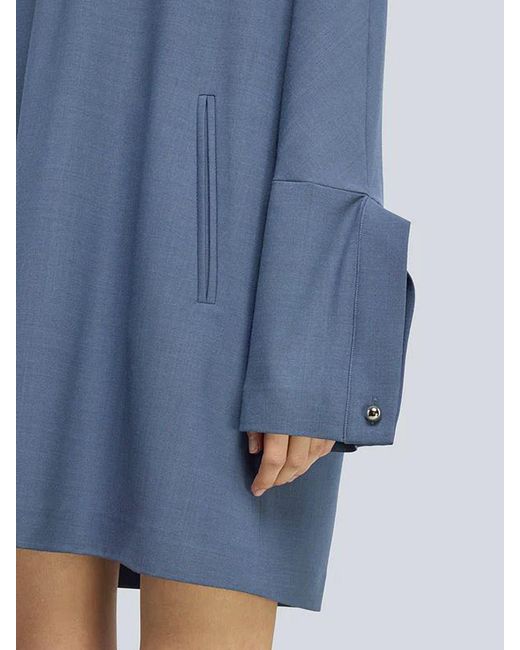 Semicouture Blue Long-Sleeve Mini Dress