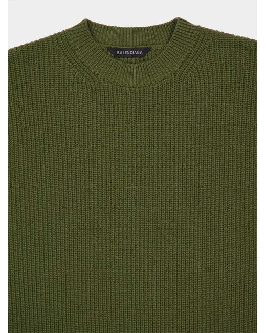 Balenciaga Green Crewneck Knitted Jumper for men