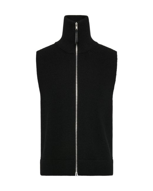 Maison Margiela Black Zip Knit Gilet for men