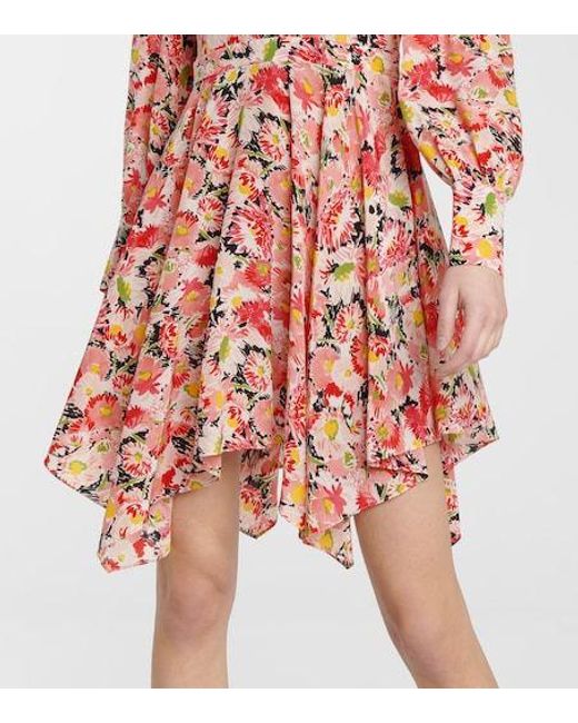 Stella McCartney Red Felicity Floral Silk Minidress