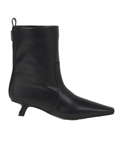 Brunello Cucinelli Black Leather Ankle Boots