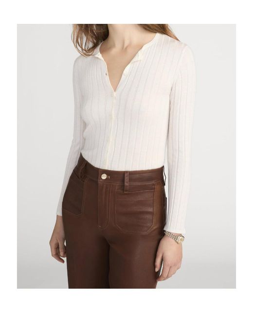 FRAME White Long-Sleeved Knitted Cardigan
