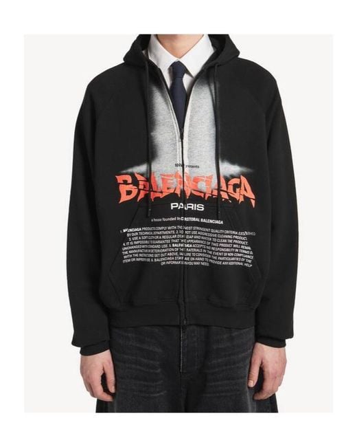 Balenciaga Black The Door Oversized Zip-Up Hoodie for men