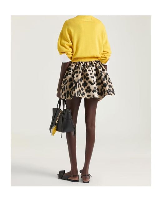 Givenchy Black Pleated Leopard Print Skirt