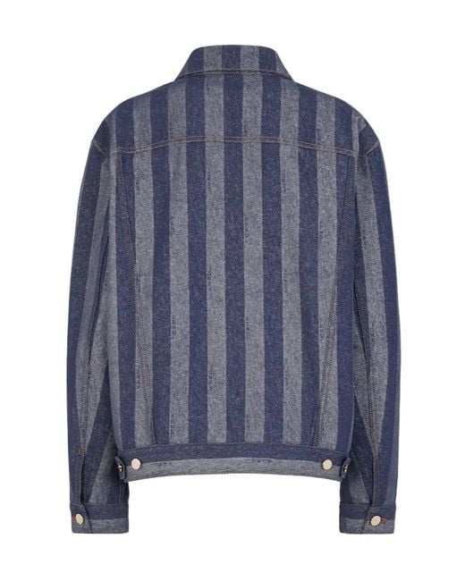 Fendi Blue Striped Button-Up Jacket