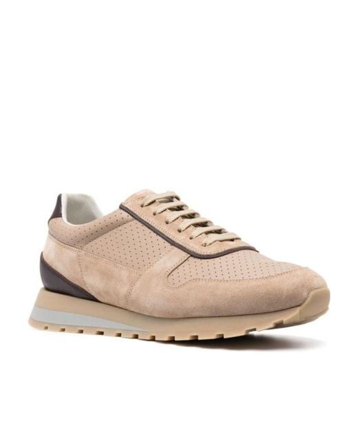 Brunello Cucinelli Pink Perforated Lace-Up Sneakers for men