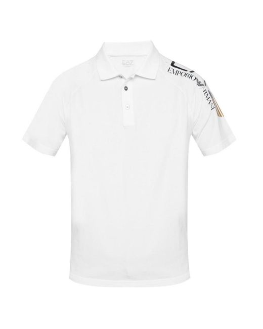 EA7 White Logo Polo Shirt for men