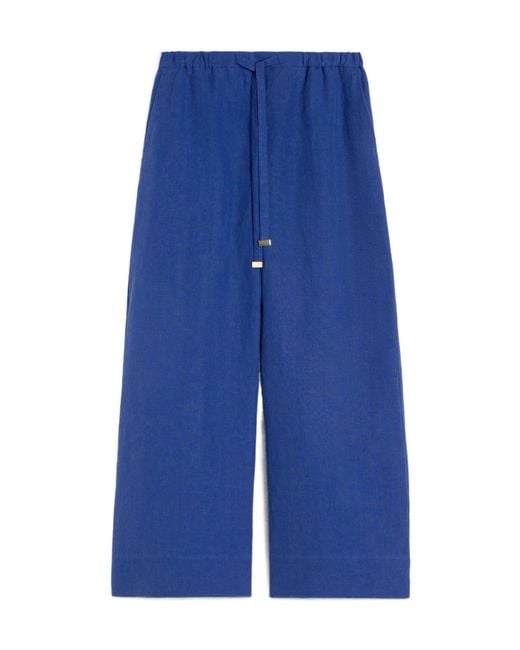 Max Mara Blue Drawstring Casual Pants