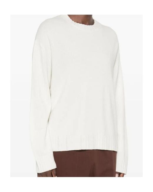 Fabiana Filippi White Ribbed-Trim Crew-Neck Sweater