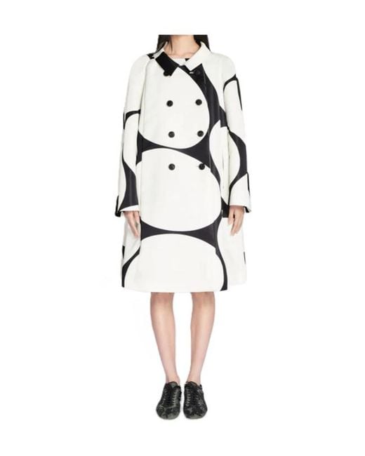 Dries Van Noten White Double-Breasted Printed Coat