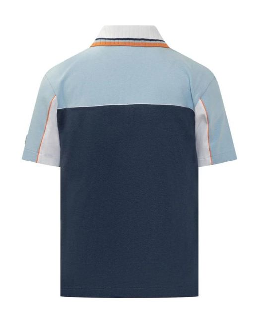 Casablanca Blue Colour-Block Zip-Neck Polo Shirt for men