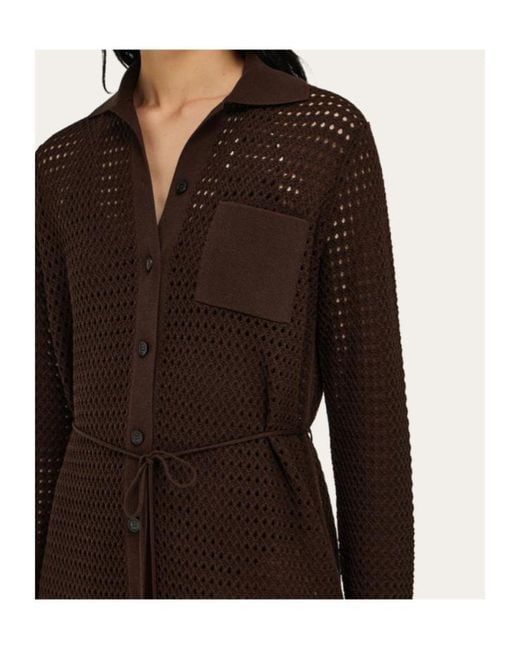 Ferragamo Brown Knitted Shirt Dress