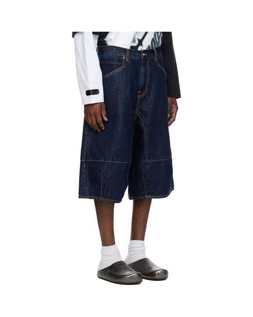 PDF CHANNEL Blue Pdf Channel Logo Denim Shorts for men