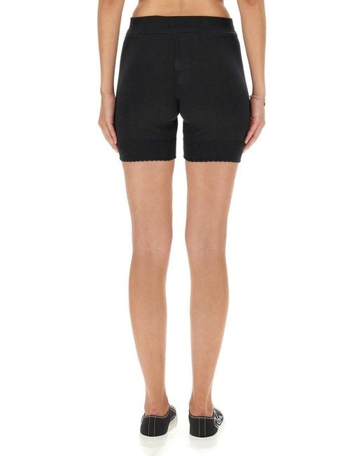 Vivienne Westwood Black Embroidered-Logo Ribbed-Knit Shorts
