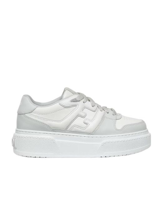 Fendi White Leather Platform Low-Tops