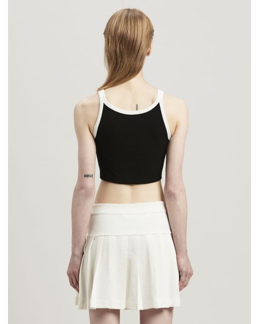 Palm Angels Black Pa Monogram Embroidered Cropped Tank Top