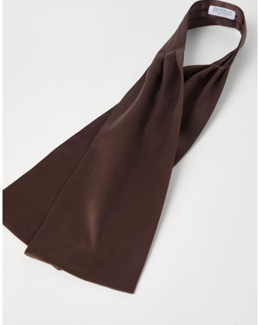 Brunello Cucinelli Brown Satin Neck Scarf