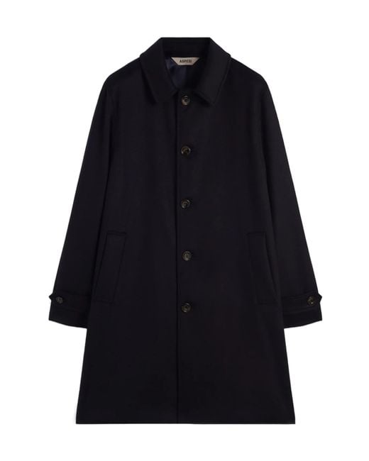 Aspesi Blue Button-Fastening Coat for men