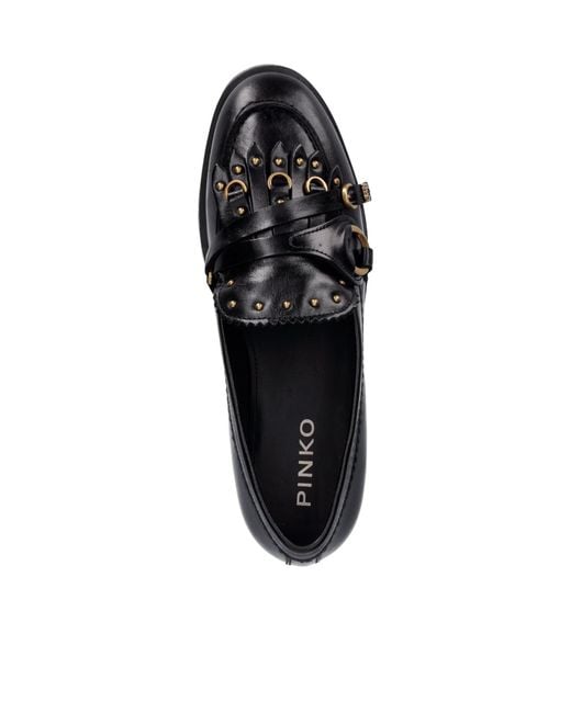 Pinko Black Round-Toe Loafers