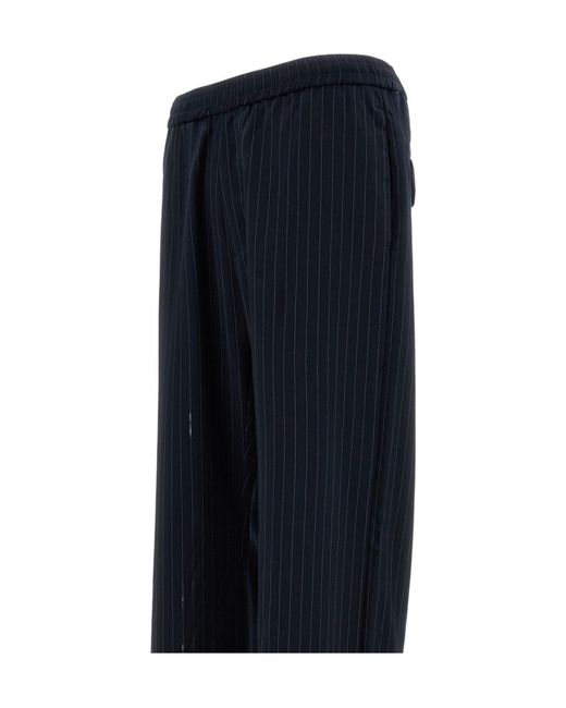 Barena Blue Straight-Leg Striped Trousers for men