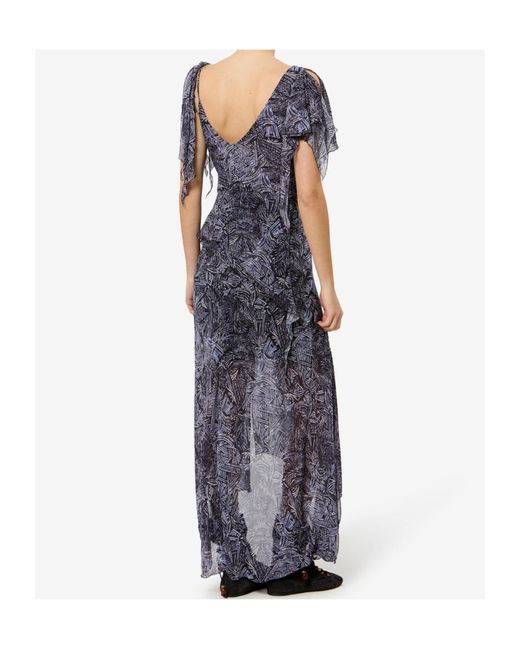 Isabel Marant Blue Tylena Asymmetric Ruffled Dress