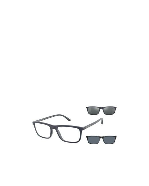 Emporio Armani White Rectangular Frame Clip-On Glasses for men