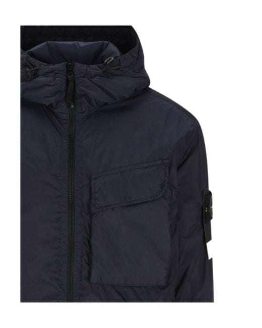 Stone Island Blue Logo-Patch Zip-Fastening Jacket for men