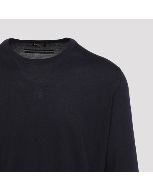 Zegna Blue Long Sleeved Jumper for men