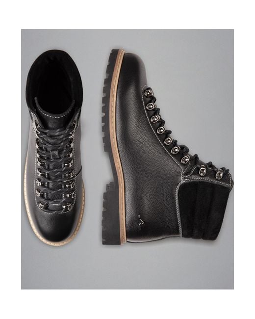 Paul & Shark Black Leather Booties for men