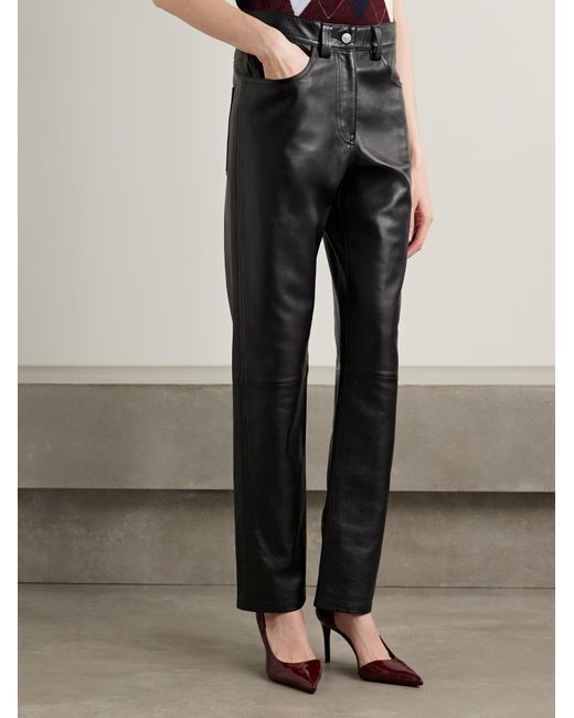 Khaite Black Panelled Leather Trousers