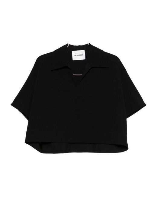 Jil Sander Black Short Sleeve V-Neck T-Shirt