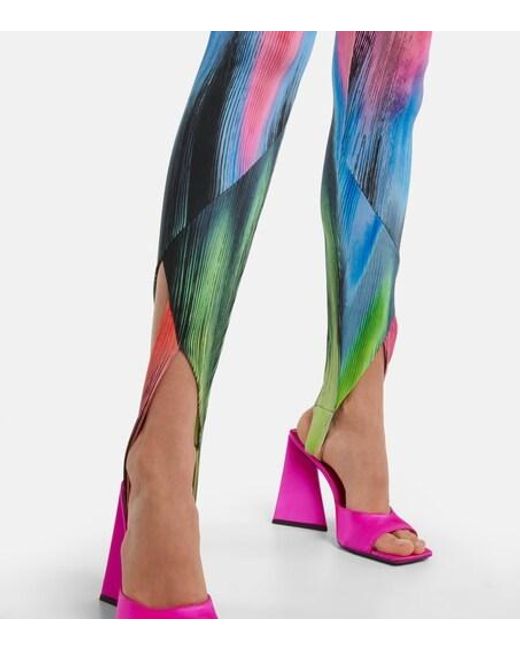 The Attico Blue Jamie High-Rise Stirrup Leggings