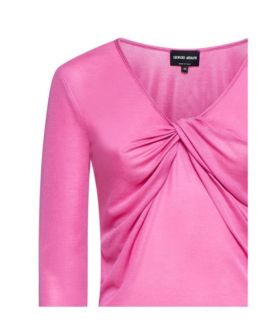 Giorgio Armani Pink V-Neck Jersey Jumper