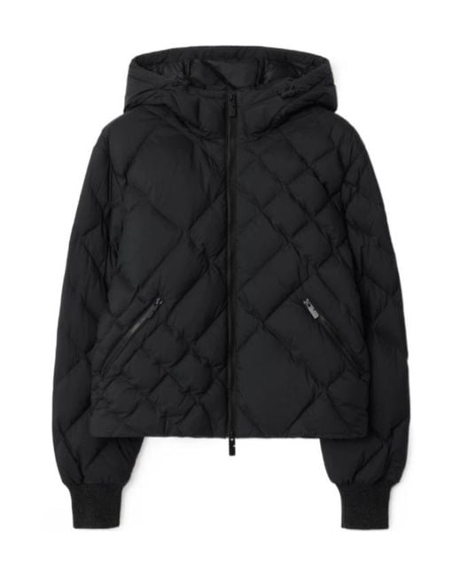 Burberry Black Check-Stitch Delley Puffer Jacket