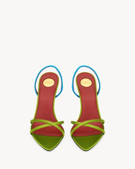 Saint Laurent Green Justify Slingback Sandals