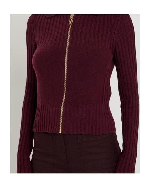 Victoria Beckham Red Versatile Solid Color Minimalist Knit Sweater