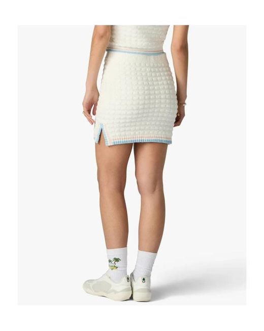 Casablanca White Bouclé Logo-Trim Mini Skirt