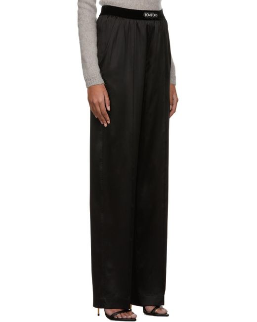 Tom Ford Black Stretch Satin Pj Pants