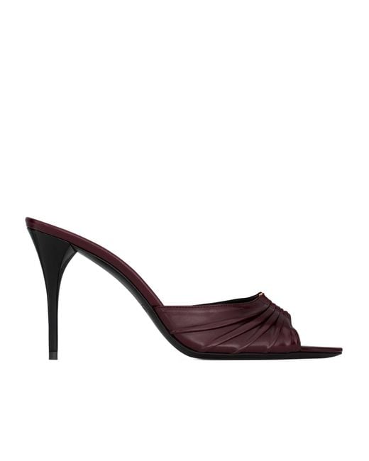 Saint Laurent Brown Babylone Gathered Mules