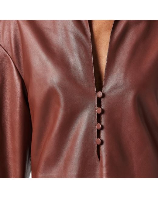 Fendi Red Leather Shirt Dress