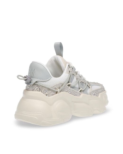 Steve Madden Silverwhite Rhinestoneembellished Chunky Sneakers