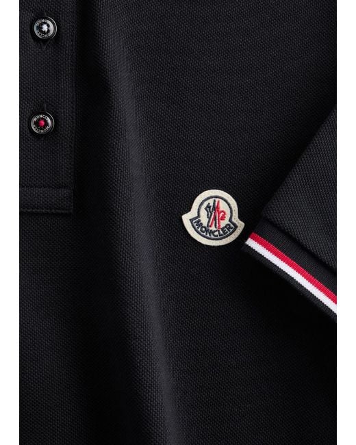 Moncler Black Logo-Appliquéd Piqué Cotton Polo Shirt for men