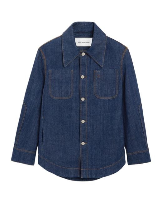 AMI Blue Ami Ami De Coeur Worker Worker Overshirt for men