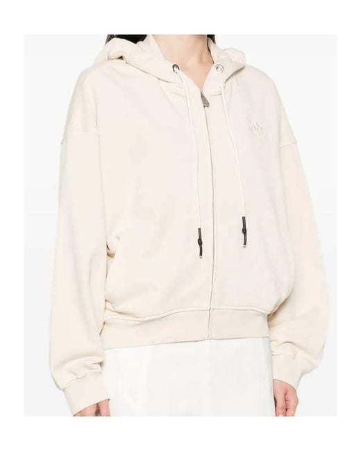 Pinko Natural Drawstring Zipped Hoodie