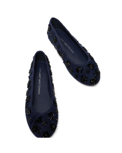 Stuart Weitzman Blue Prima Bow Ballet