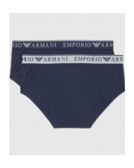 Emporio Armani Blue Elastic Waist Briefs Pants Two-Piece Set for men